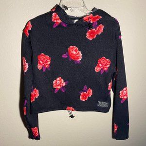 PINK Flower Pattern Crop Sweater
